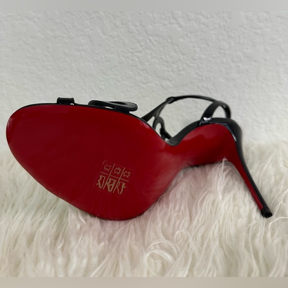 Sold-Christian Louboutin "Double L" art deco inspired patent leather sandals - Picture 6 of 6
